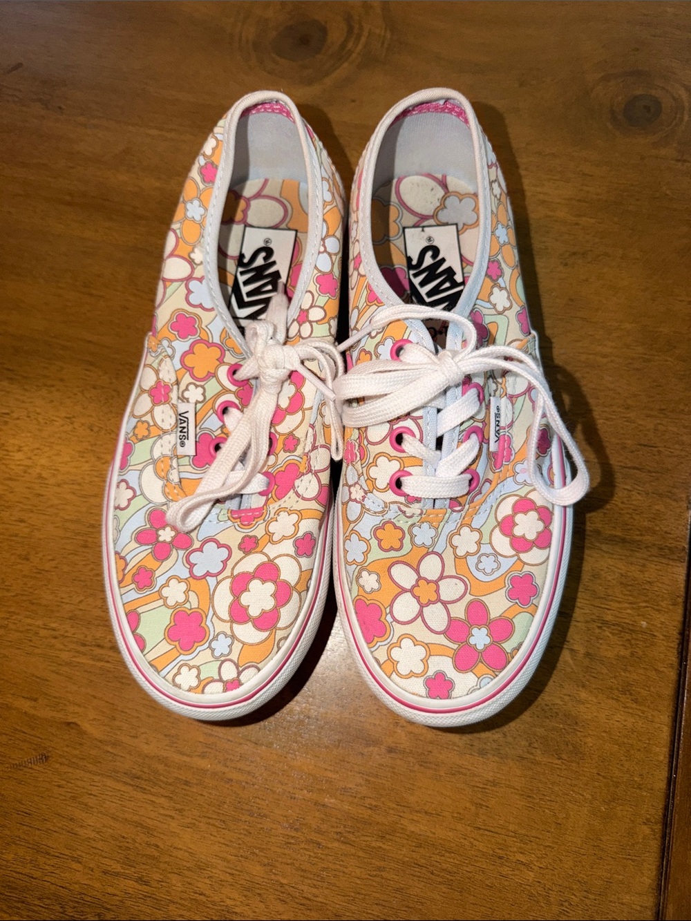 Vans KFloral Lace-Up Sneakers - Pink, Orange, White